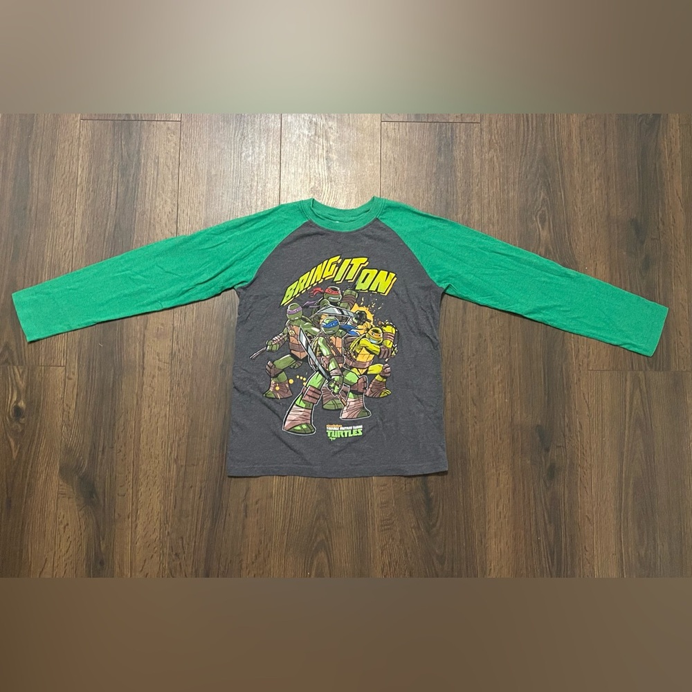 Boy’s Nickelodeon Grey & Green Ninja Turtle Long Sleeve Shirt 8